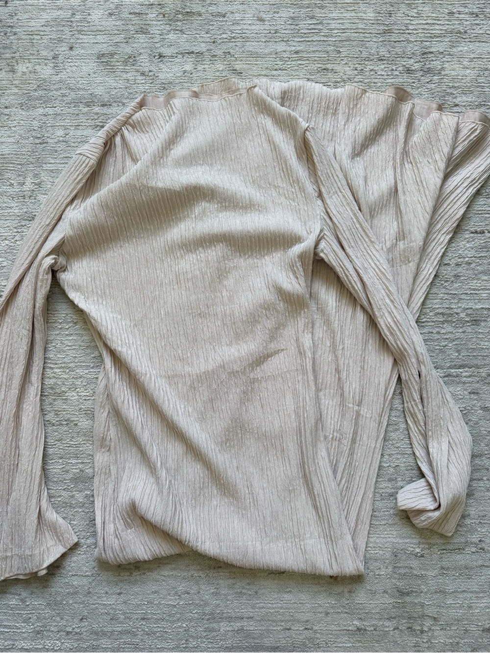 SHEIN Cream Ribbed Long-Sleeve Maxi Dress (Size Small) - Picture 3 of 3